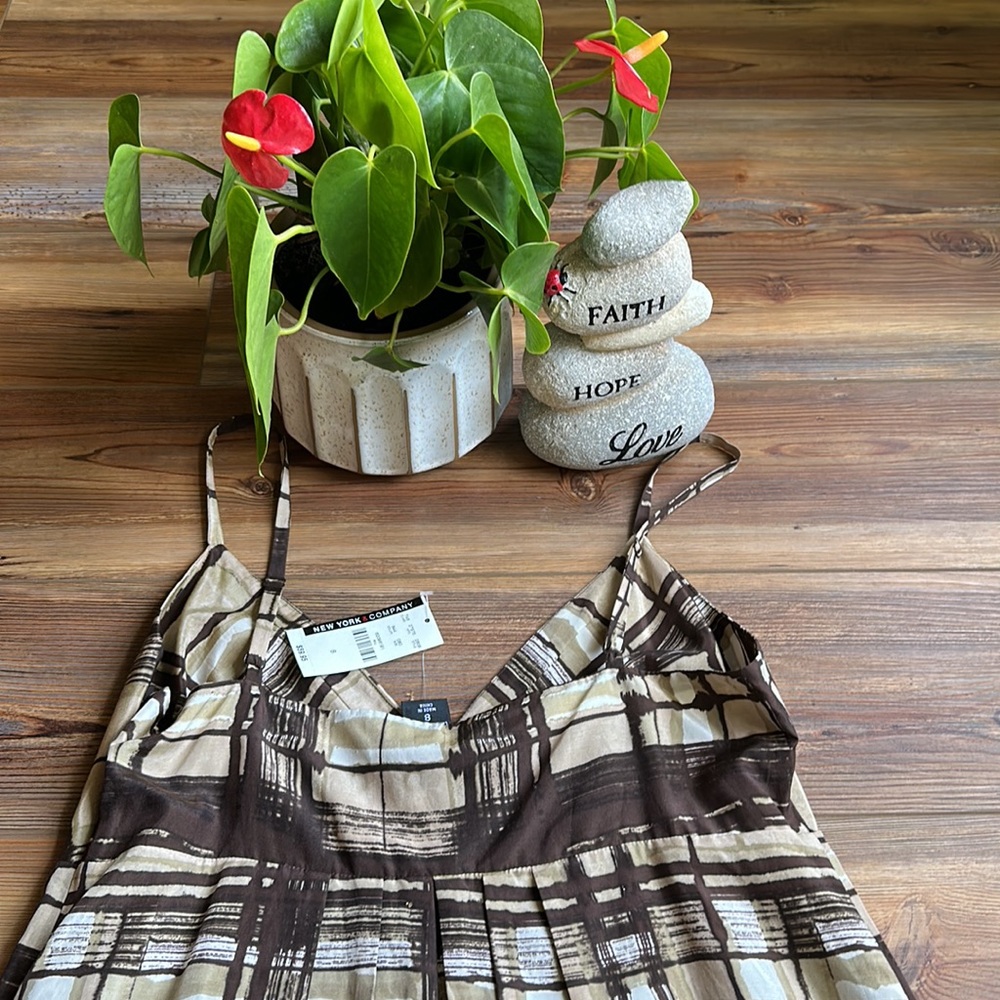 💖New York Company brown, taupe and cream silk summer dress - Picture 5 of 5